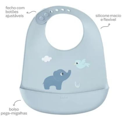 Imagem de Babador de Silicone com Pega Migalhas Cloudy - Azul - Buba