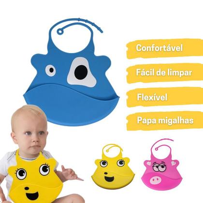 Imagem de Babador de Silicone Impermeável Infantil Cata Migalhas Amarelo