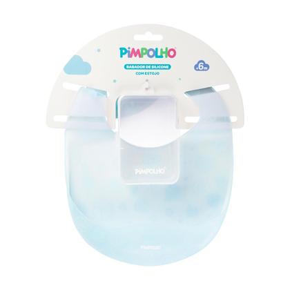 Imagem de Babador De Silicone Translúcido Com Pega Migalhas Pimpolho - Azul