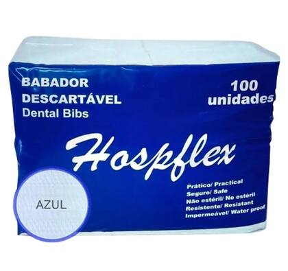 Imagem de Babador Descartável Impermeável Azul Pct C/200 Hospflex