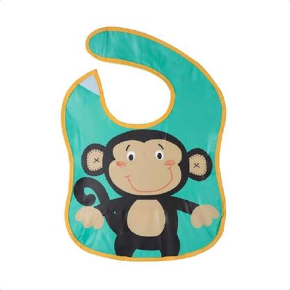 Imagem de Babador Divertido Infantil Impermeável Ajustável Com Bolso Cata-Migalhas Macaquinho KaBaby - 18907C