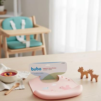 Imagem de Babador Em Silicone Com Pega-Migalhas Rosa Claro - Buba