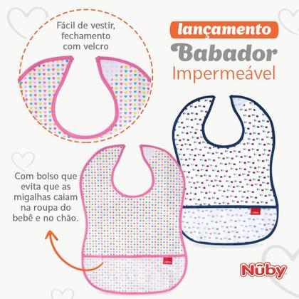 Imagem de Babador Impermeável com Porta Migalhas Divertido Colorido - Nuby