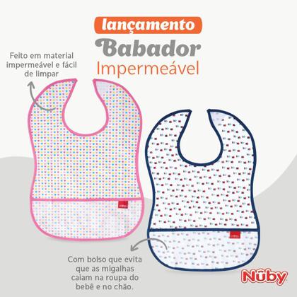 Imagem de Babador Impermeável com Porta Migalhas Divertido Colorido - Nuby