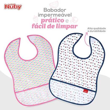 Imagem de Babador Impermeável com Porta Migalhas Divertido Colorido - Nuby