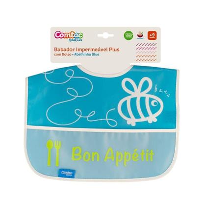 Imagem de Babador Impermeável Plus Com Bolso Abelha Comtac Kids 4418