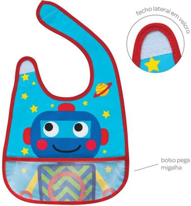 Imagem de Babador Impermeável Robô Com Bolso Para O Bebê Buba Baby