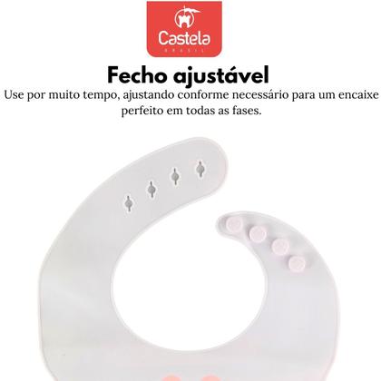 Imagem de Babador Infantil Rosa Claro Impermeavel C/ Bolso pega Migalhas - Castela