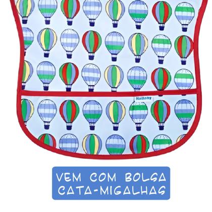 Imagem de Babador para bebê Infantil impermeável standard Balões azul com cata-migalhas kababy - 18906E