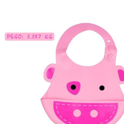 Imagem de Babador Para Bebê Infantil Silicone Porquinho Rosa com bolso cata-migalhas Kababy - 1037F