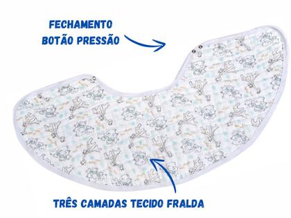 Imagem de Babador Regurgitador 360 Safari Com Botão 100% Algodão Verde