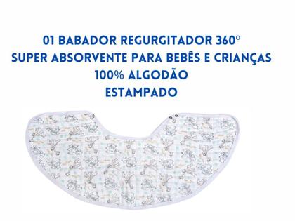 Imagem de Babador Regurgitador 360 Safari Com Botão 100% Algodão Verde