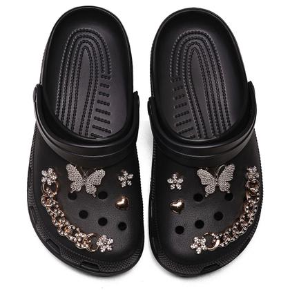 Imagem de Babuche Feminina Adulto Com Pingentes Leve E Macia Nyc Shoes Flores Tecido vazado Strass Praia Simples Flores Strass Praia