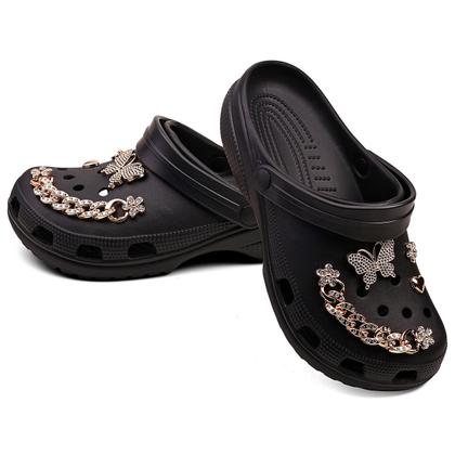 Imagem de Babuche Feminina Adulto Com Pingentes Leve E Macia Nyc Shoes Flores Tecido vazado Strass Praia Simples Flores Strass Praia