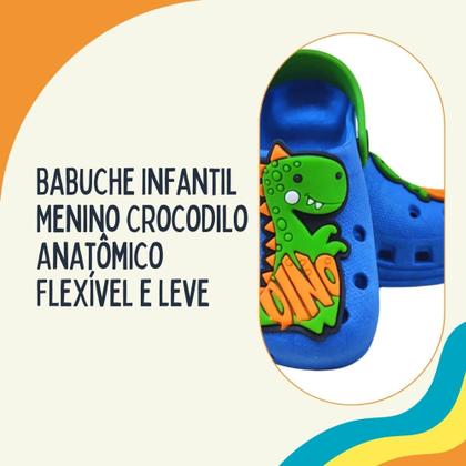 Imagem de Babuche Infantil Menino Crocodilo Anatômico Flexível e Leve