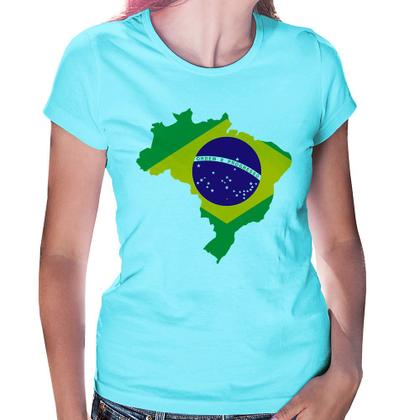 Imagem de Baby Look Bandeira Brasil Mapa - Foca na Moda