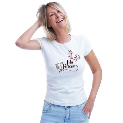 Imagem de Baby Look Feliz Páscoa Amor Personalizada Feminina Adulto Algodão com Poliéster