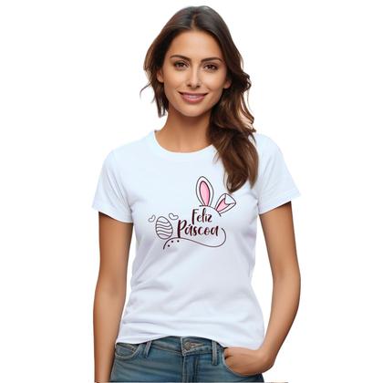 Imagem de Baby Look Feliz Páscoa Amor Personalizada Feminina Adulto Algodão com Poliéster