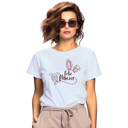 Imagem de Baby Look Feliz Páscoa Amor Personalizada Feminina Adulto Algodão com Poliéster