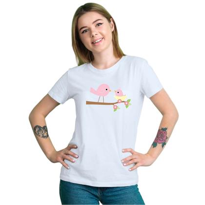 Imagem de Baby Look Pássaros Mãe e Filha Personalizada Feminina Adulto Algodão com Poliéster