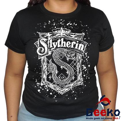 Imagem de Baby Look Sonserina 100% Algodão Harry Potter Blusa Feminina Hogwarts Slytherin 03 All Geek