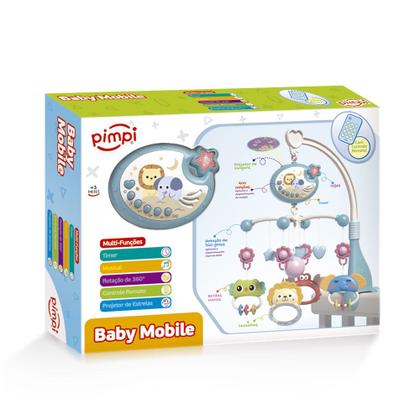 Imagem de Baby Móbile Azul Pimpi para Berço com Músicas e Projetor Luz Teto e Controle Remoto