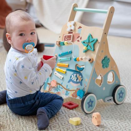 Imagem de Baby Push Walker ROBOTIME com tema oceânico com centro de atividades