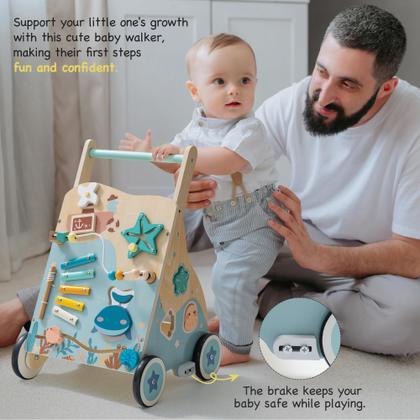 Imagem de Baby Push Walker ROBOTIME com tema oceânico com centro de atividades
