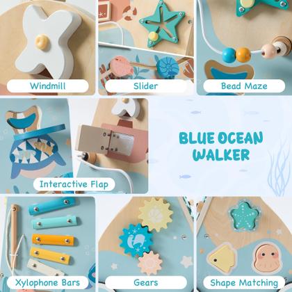 Imagem de Baby Push Walker ROBOTIME com tema oceânico com centro de atividades