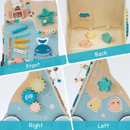 Imagem de Baby Push Walker ROBOTIME com tema oceânico com centro de atividades