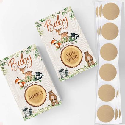 Imagem de Baby Shower Game Printed Party Woodland Scratch Off Cards
