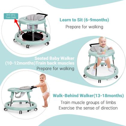 Imagem de Baby Walker Wismind dobrável com 9 alturas ajustáveis de 6 a 12 m