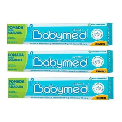 Imagem de Babymed Pomada tratamento kit com 3x45g Azul Bebê Menino