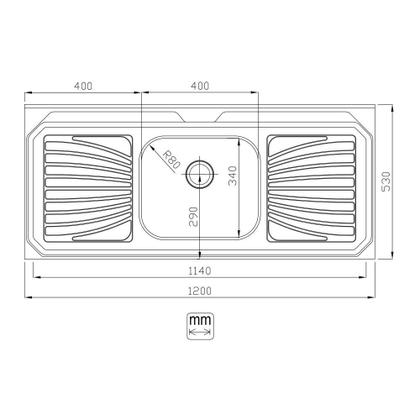 Imagem de Bacia com Cuba para Cozinha Inox Sul Luxo 1,20m Inox