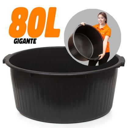 Imagem de Bacia De Plastico Grande Reforçada Multiuso C Alça 80l