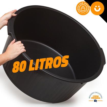 Imagem de Bacia De Plastico Grande Reforçada Multiuso C Alça 80l