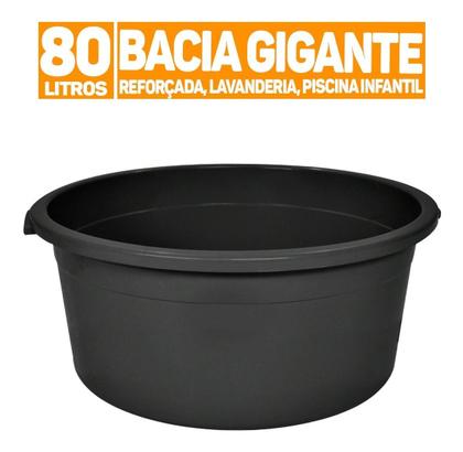 Imagem de Bacia De Plastico Grande Reforçada Multiuso C Alça 80l