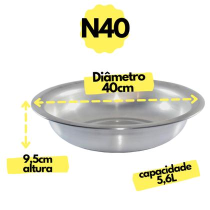 Imagem de Bacia Multiuso Grande N 40 cm Redonda em Aluminio Banho PET