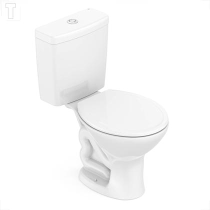 Imagem de Bacia sanitaria celite saveiro com caixa acoplada branca + kit instalacao + assento 