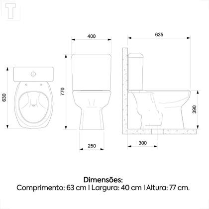Imagem de Bacia sanitaria incepa thema com caixa acoplada branca + kit instalacao + assento pp 