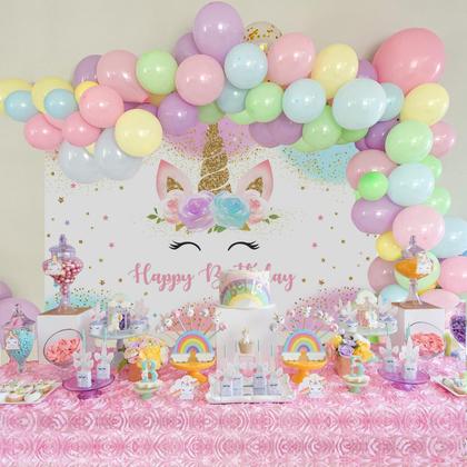 Imagem de Backdrop de Aniversário Unicórnio Mocsicka - 150x100cm - Vinil