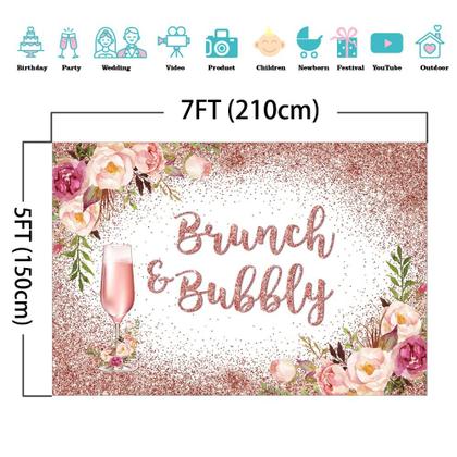 Imagem de Backdrop Mocsicka Brunch e Bubbly Bridal Shower 210x150cm