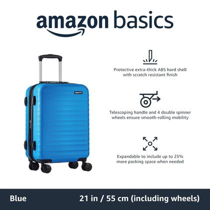Imagem de Bagagem Amazon Basics, expansível, lado rígido, 21 polegadas, azul claro