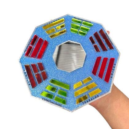 Imagem de Baguá Octogonal Feng Shui Vidro Espelho 16 cm- Escolha a Cor