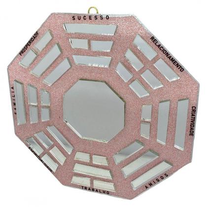 Imagem de Baguá Octogonal Feng Shui Vidro Espelho 16 cm- Escolha a Cor