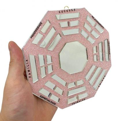 Imagem de Baguá Octogonal Feng Shui Vidro Espelho 16 cm- Escolha a Cor