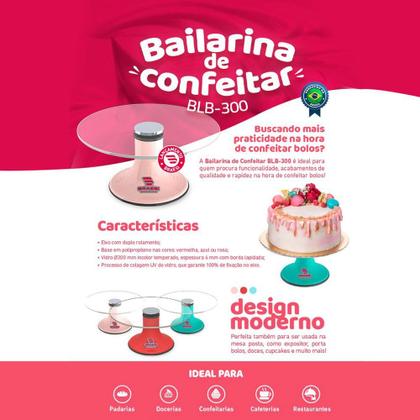 Imagem de Bailarina Giratório Profissional Modelar Decorar Confeitar Bolos BLB 300 Vermelha - Braesi
