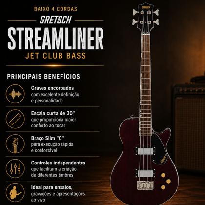 Imagem de Baixo 4 Cordas Gretsch Streamliner Jet Club Bass Walnut Stain