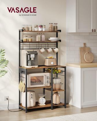 Imagem de Bakers Rack VASAGLE com tomada elétrica, suporte de microondas de 90 cm