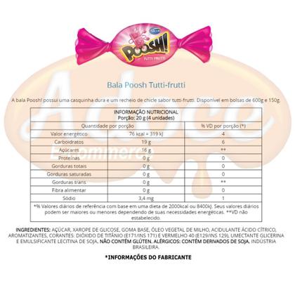 Imagem de Bala chicle poosh tutti frutti arcor